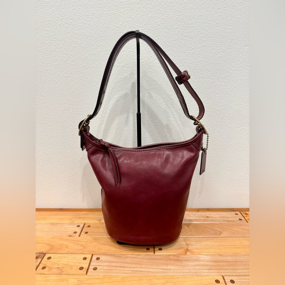 Coach Bleeker Bucket Bag In Burgundy with Tattersall Lining - Picture 10 of 10
